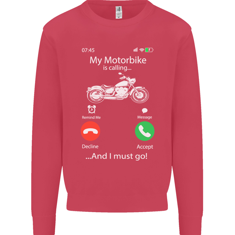 My Motorbike Is Calling Biker Motorcycle Mens Sweatshirt Jumper Heliconia