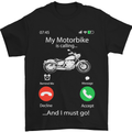 My Motorbike Is Calling Biker Motorcycle Mens T-Shirt Cotton Gildan Black