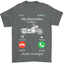 My Motorbike Is Calling Biker Motorcycle Mens T-Shirt Cotton Gildan Charcoal