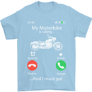 My Motorbike Is Calling Biker Motorcycle Mens T-Shirt Cotton Gildan Light Blue