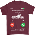 My Motorbike Is Calling Biker Motorcycle Mens T-Shirt Cotton Gildan Maroon