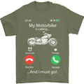 My Motorbike Is Calling Biker Motorcycle Mens T-Shirt Cotton Gildan Military Green