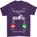 My Motorbike Is Calling Biker Motorcycle Mens T-Shirt Cotton Gildan Purple