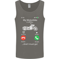 My Motorbike Is Calling Biker Motorcycle Mens Vest Tank Top Charcoal