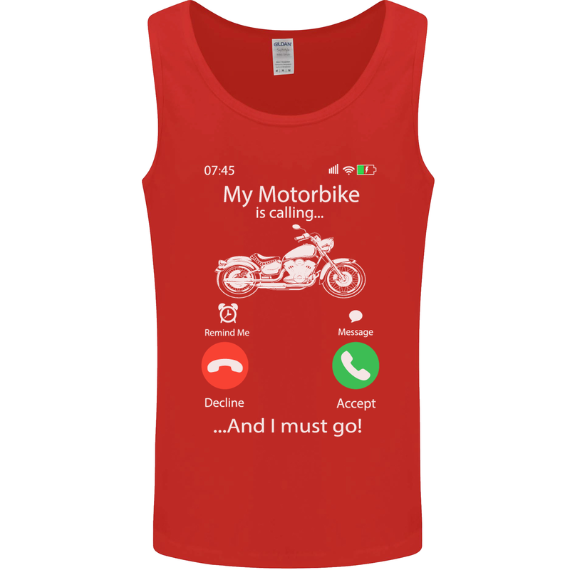 My Motorbike Is Calling Biker Motorcycle Mens Vest Tank Top Red