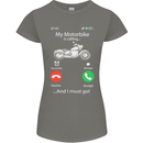 My Motorbike Is Calling Biker Motorcycle Womens Petite Cut T-Shirt Charcoal