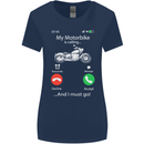 My Motorbike Is Calling Biker Motorcycle Womens Wider Cut T-Shirt Navy Blue