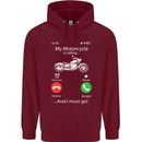 My Motorcycle Is Calling Biker Motorbike Childrens Kids Hoodie Maroon