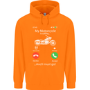My Motorcycle Is Calling Biker Motorbike Childrens Kids Hoodie Orange