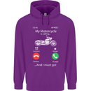 My Motorcycle Is Calling Biker Motorbike Childrens Kids Hoodie Purple