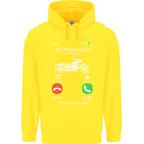 My Motorcycle Is Calling Biker Motorbike Childrens Kids Hoodie Yellow