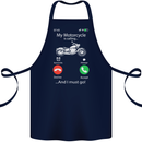 My Motorcycle Is Calling Biker Motorbike Cotton Apron 100% Organic Navy Blue