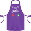 My Motorcycle Is Calling Biker Motorbike Cotton Apron 100% Organic Purple