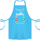 My Motorcycle Is Calling Biker Motorbike Cotton Apron 100% Organic Turquoise
