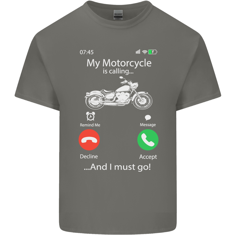 My Motorcycle Is Calling Biker Motorbike Kids T-Shirt Childrens Charcoal