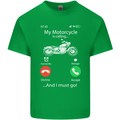 My Motorcycle Is Calling Biker Motorbike Kids T-Shirt Childrens Irish Green