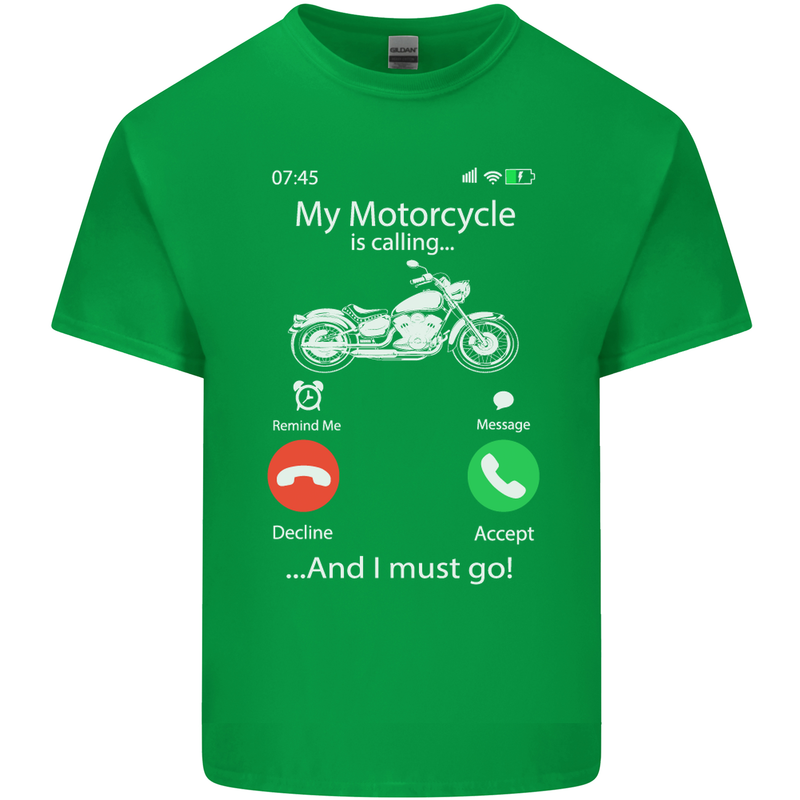 My Motorcycle Is Calling Biker Motorbike Kids T-Shirt Childrens Irish Green