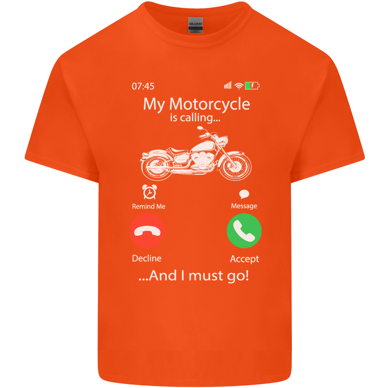 My Motorcycle Is Calling Biker Motorbike Kids T-Shirt Childrens Orange