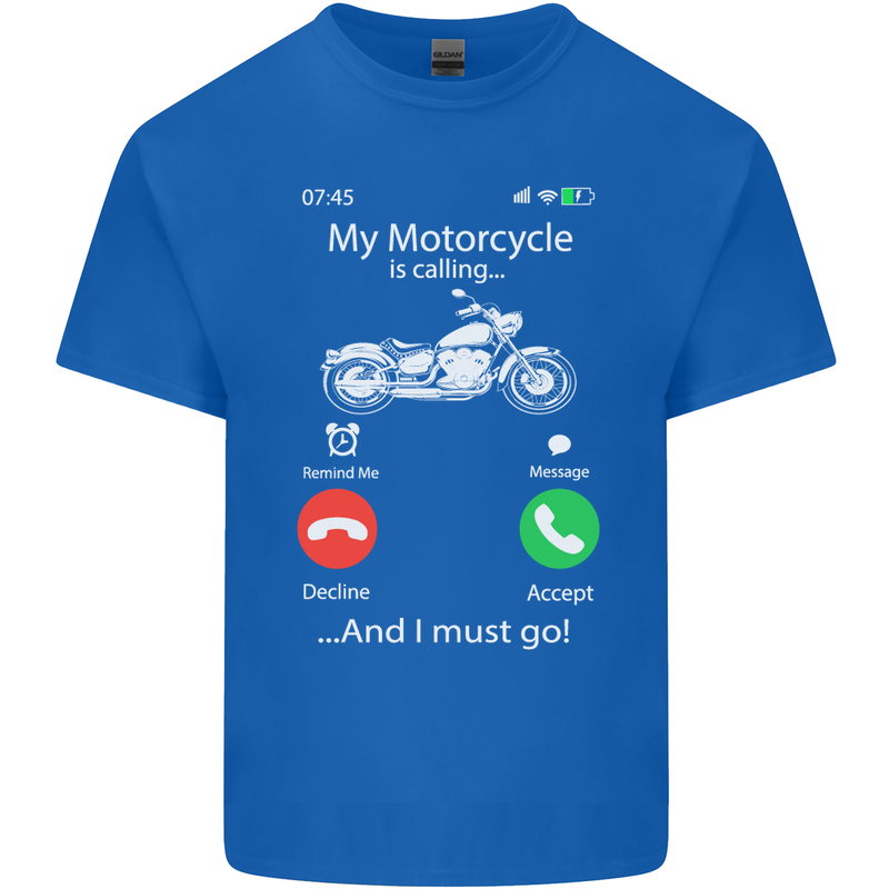 My Motorcycle Is Calling Biker Motorbike Kids T-Shirt Childrens Royal Blue