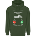 My Motorcycle Is Calling Biker Motorbike Mens 80% Cotton Hoodie Forest Green