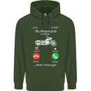 My Motorcycle Is Calling Biker Motorbike Mens 80% Cotton Hoodie Forest Green