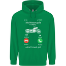 My Motorcycle Is Calling Biker Motorbike Mens 80% Cotton Hoodie Irish Green