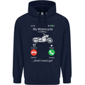 My Motorcycle Is Calling Biker Motorbike Mens 80% Cotton Hoodie Navy Blue