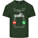 My Motorcycle Is Calling Biker Motorbike Mens Cotton T-Shirt Tee Top Forest Green