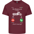 My Motorcycle Is Calling Biker Motorbike Mens Cotton T-Shirt Tee Top Maroon