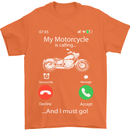 My Motorcycle Is Calling Biker Motorbike Mens T-Shirt Cotton Gildan Orange