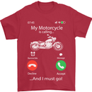 My Motorcycle Is Calling Biker Motorbike Mens T-Shirt Cotton Gildan Red
