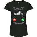 My Motorcycle Is Calling Biker Motorbike Womens Petite Cut T-Shirt Black
