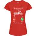 My Motorcycle Is Calling Biker Motorbike Womens Petite Cut T-Shirt Red