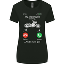 My Motorcycle Is Calling Biker Motorbike Womens Wider Cut T-Shirt Black