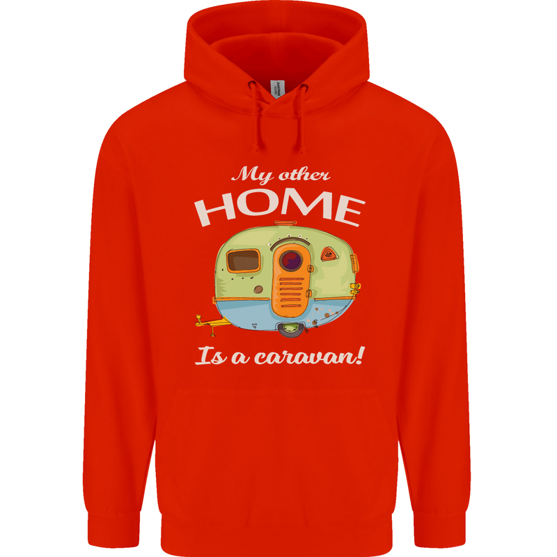 My Other Home Is a Caravan Caravanning Childrens Kids Hoodie Bright Red
