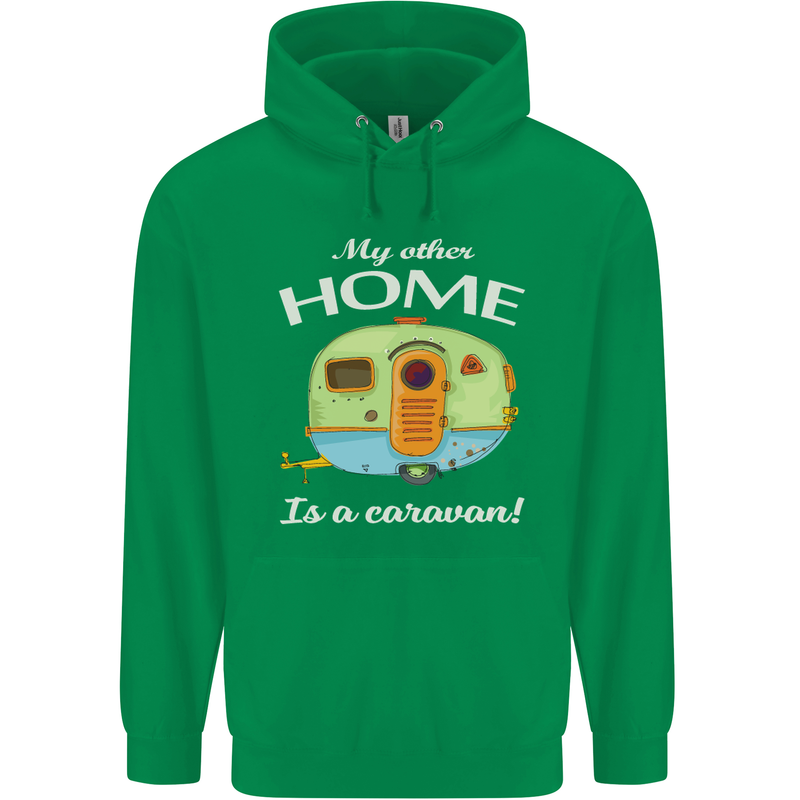 My Other Home Is a Caravan Caravanning Childrens Kids Hoodie Irish Green