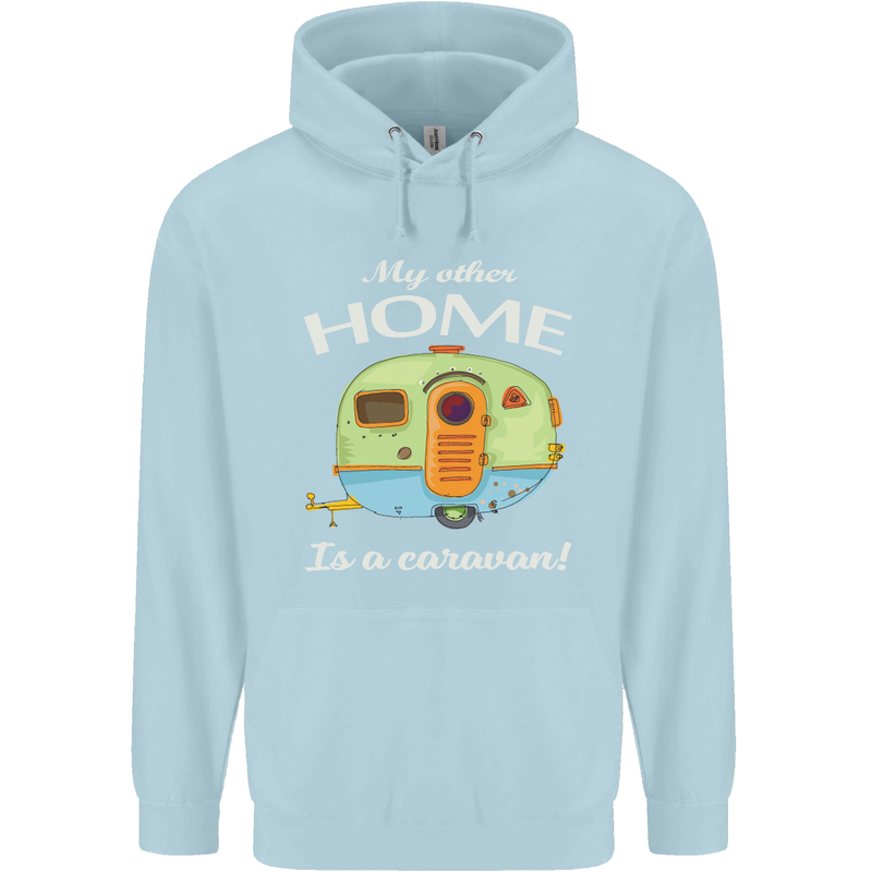My Other Home Is a Caravan Caravanning Childrens Kids Hoodie Light Blue