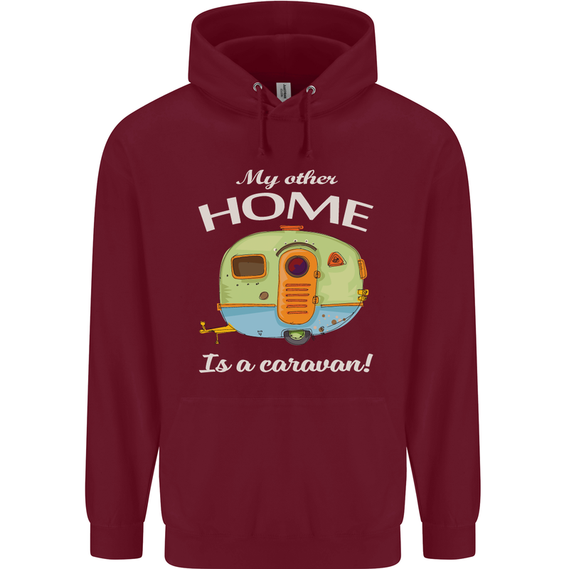 My Other Home Is a Caravan Caravanning Childrens Kids Hoodie Maroon