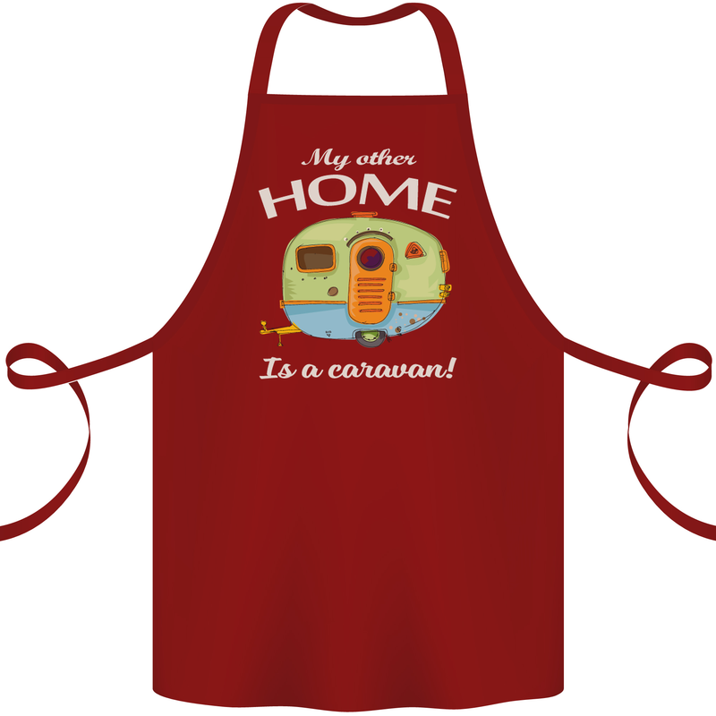 My Other Home Is a Caravan Caravanning Cotton Apron 100% Organic Maroon