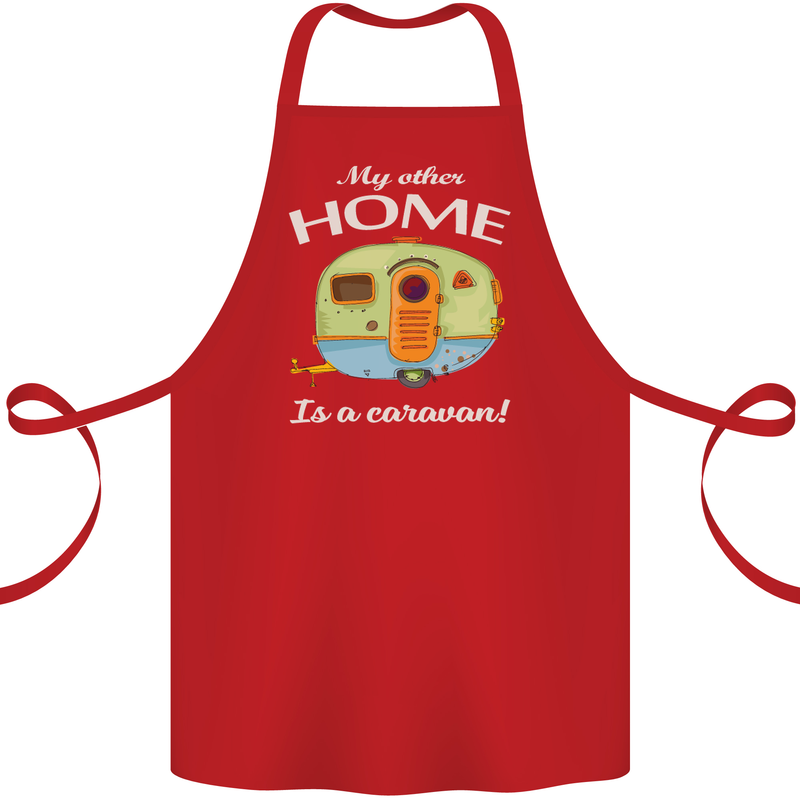 My Other Home Is a Caravan Caravanning Cotton Apron 100% Organic Red