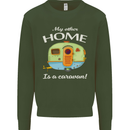 My Other Home Is a Caravan Caravanning Kids Sweatshirt Jumper Forest Green