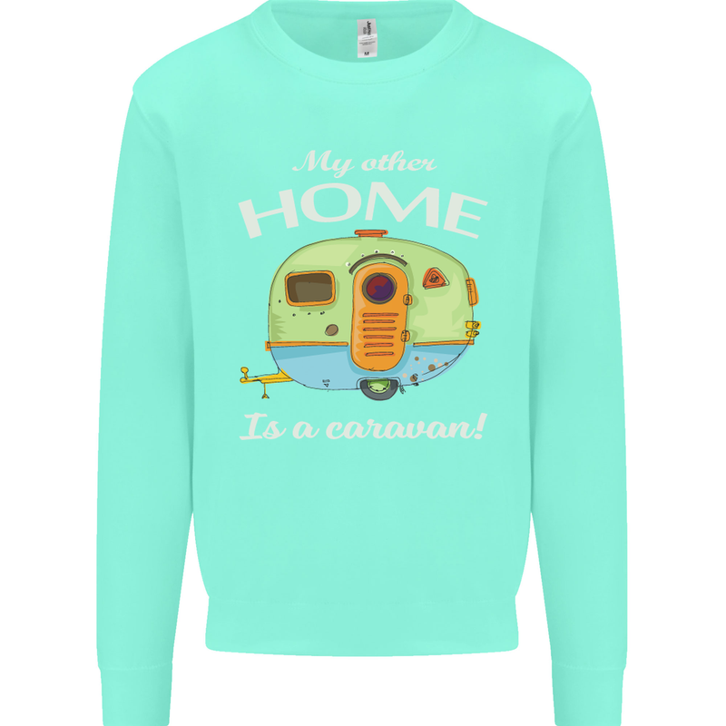 My Other Home Is a Caravan Caravanning Kids Sweatshirt Jumper Peppermint