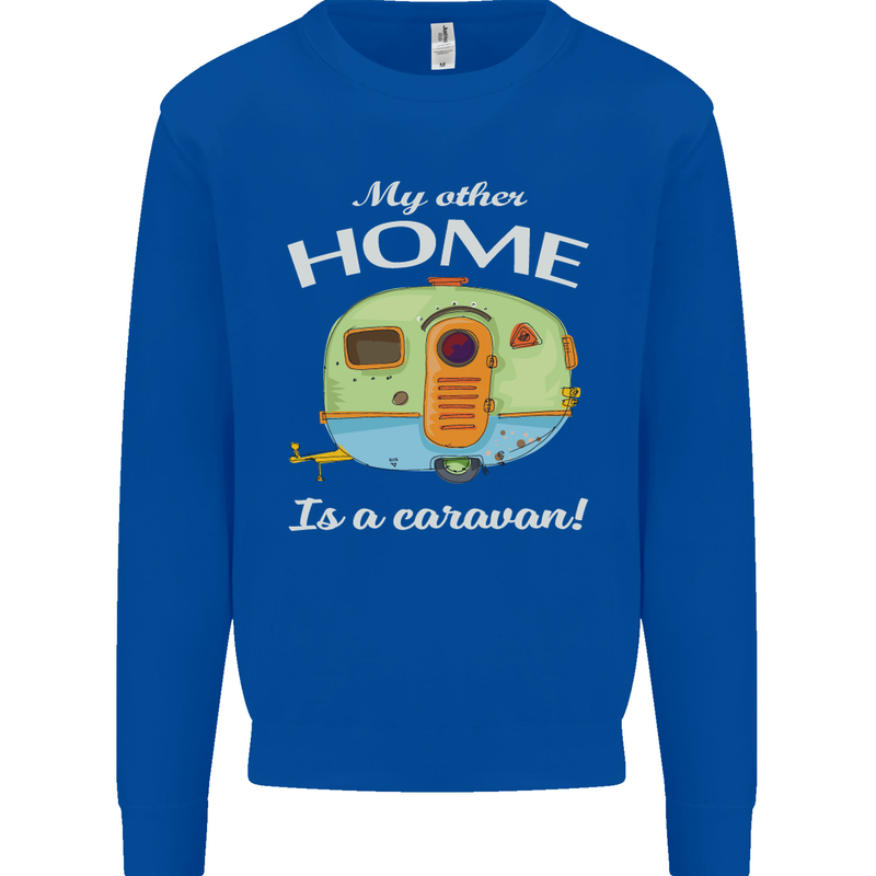My Other Home Is a Caravan Caravanning Kids Sweatshirt Jumper Royal Blue