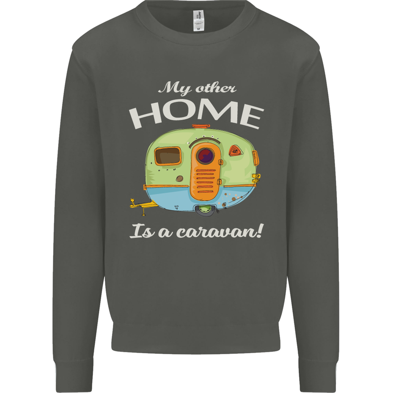 My Other Home Is a Caravan Caravanning Kids Sweatshirt Jumper Storm Grey