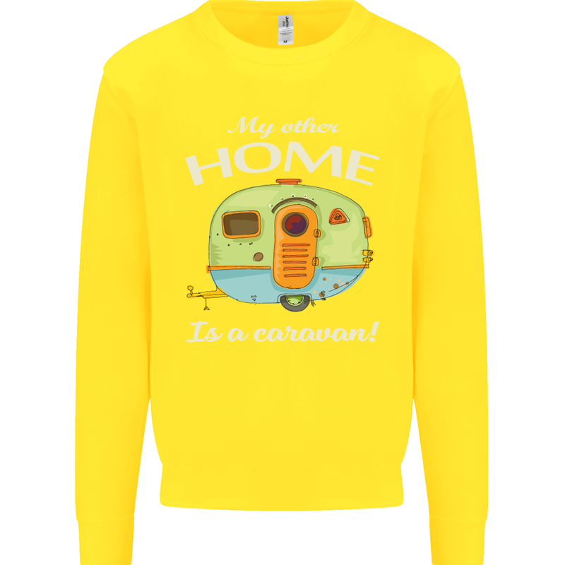 My Other Home Is a Caravan Caravanning Kids Sweatshirt Jumper Yellow
