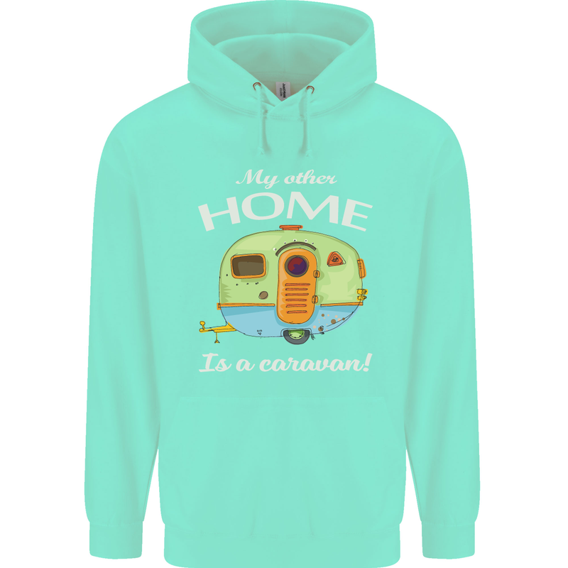 My Other Home Is a Caravan Caravanning Mens 80% Cotton Hoodie Peppermint
