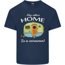 My Other Home Is a Caravan Caravanning Mens Cotton T-Shirt Tee Top Navy Blue