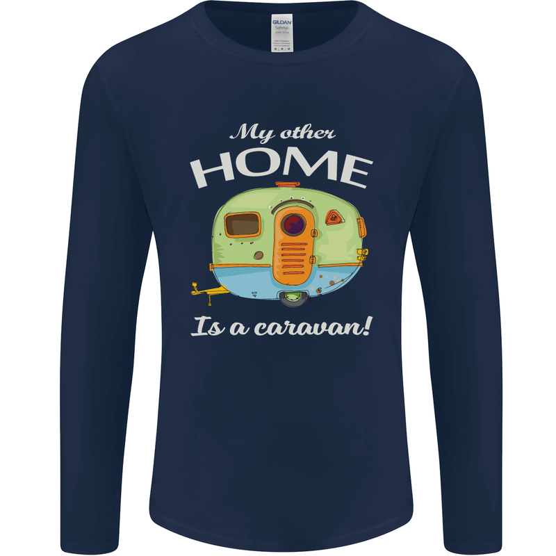 My Other Home Is a Caravan Caravanning Mens Long Sleeve T-Shirt Navy Blue