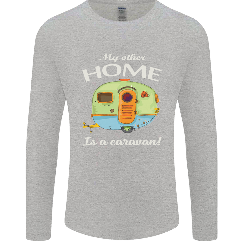 My Other Home Is a Caravan Caravanning Mens Long Sleeve T-Shirt Sports Grey