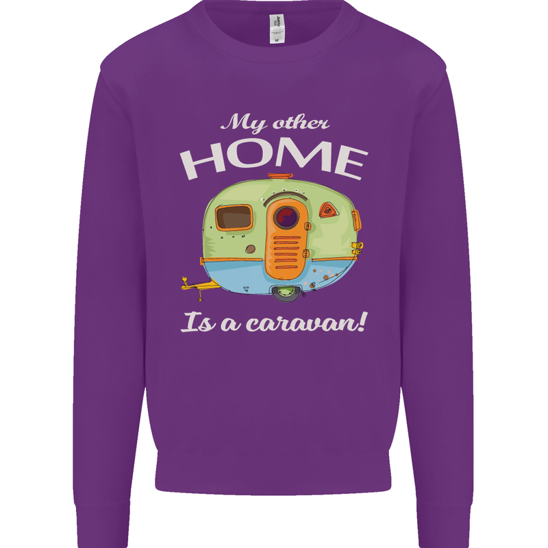 My Other Home Is a Caravan Caravanning Mens Sweatshirt Jumper Purple
